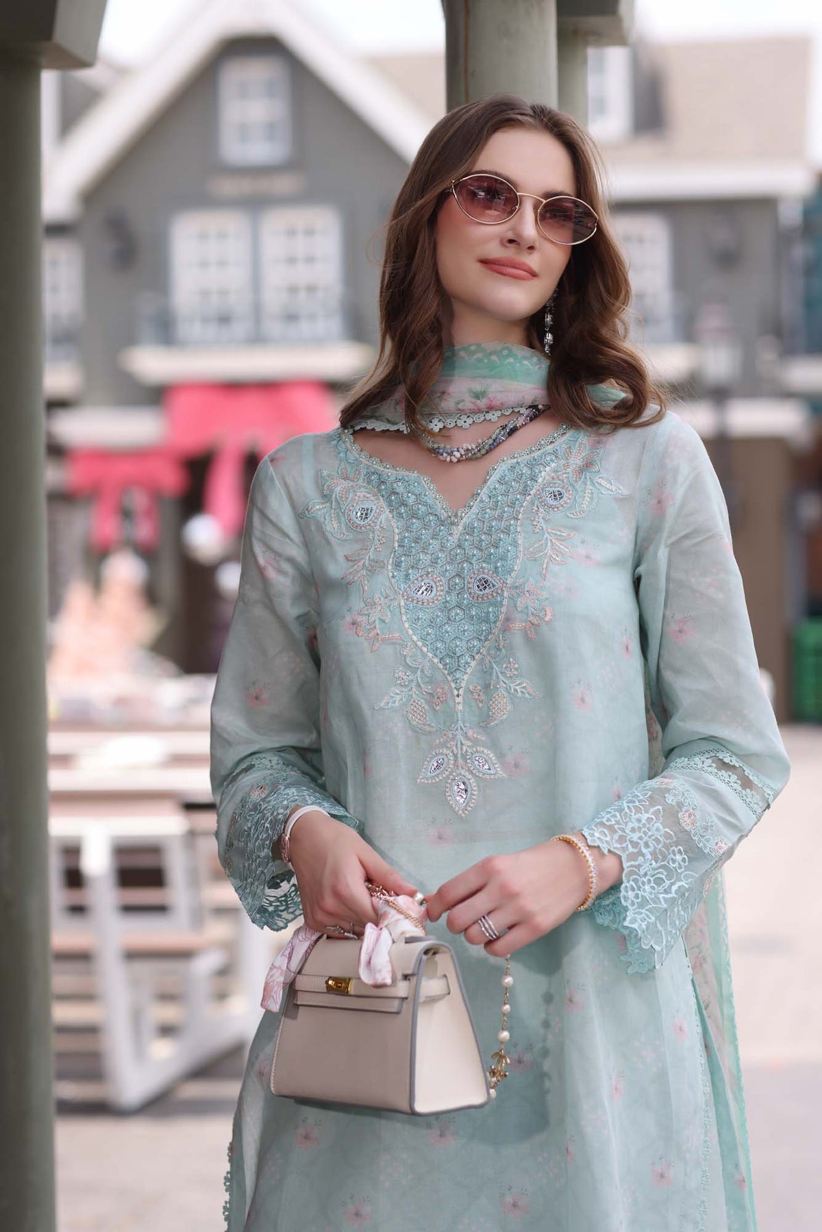 Noor by saadia Asad D6- Aqua Marine Eid Luxe Chikankari' 25