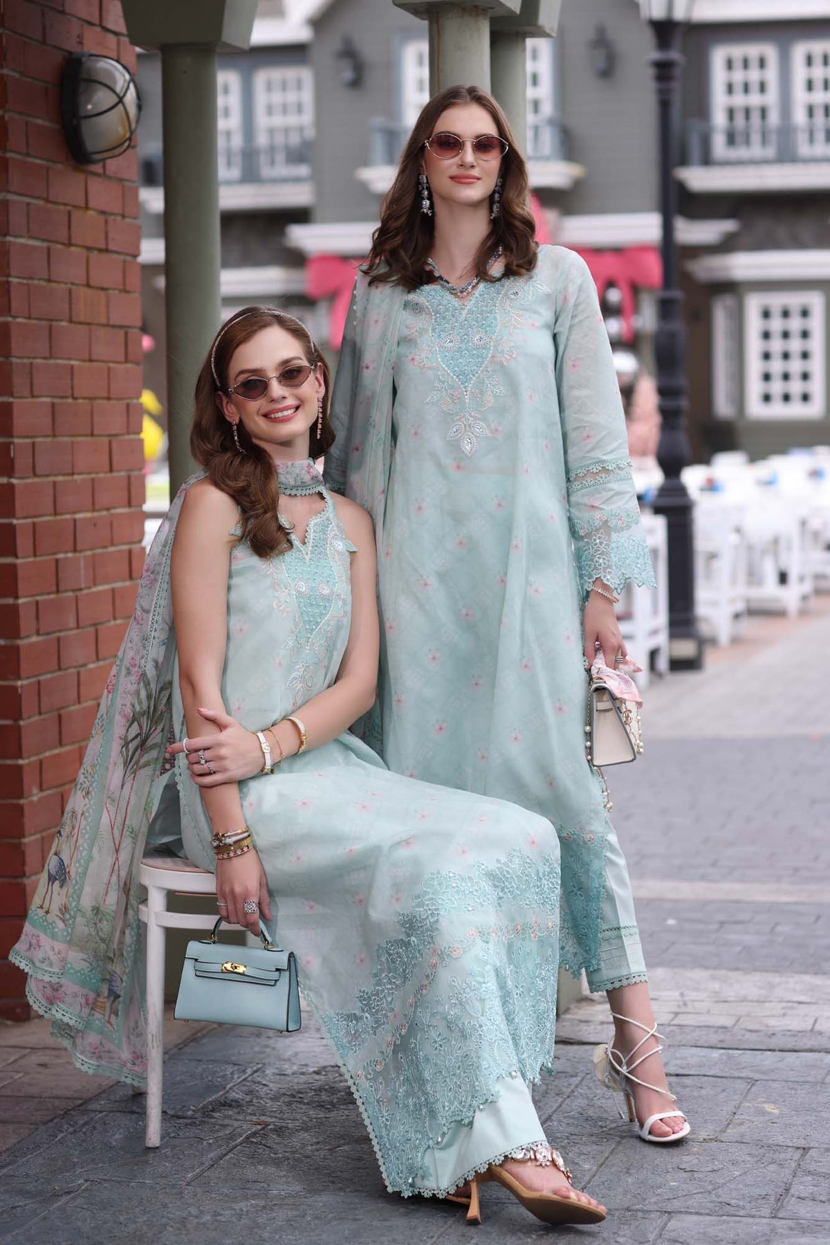 Noor by saadia Asad D6- Aqua Marine Eid Luxe Chikankari' 25