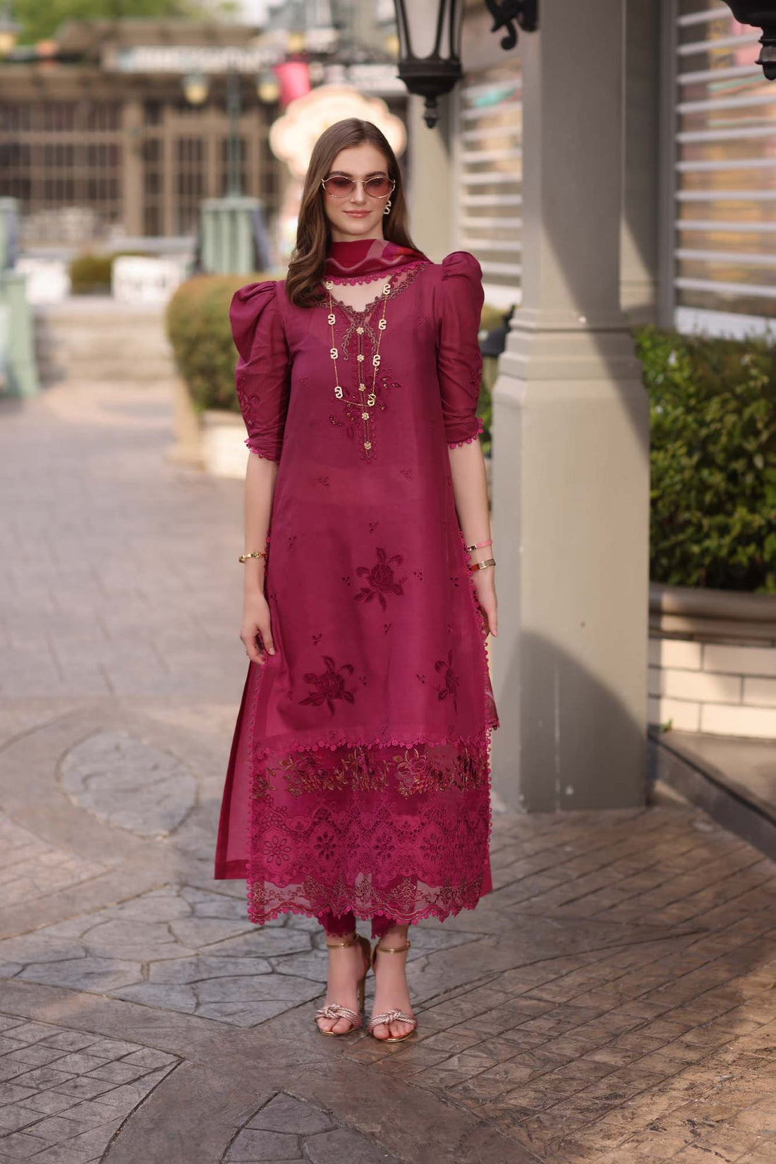 Noor by saadia Asad D9- Fusia Ombre Eid Luxe Chikankari' 25