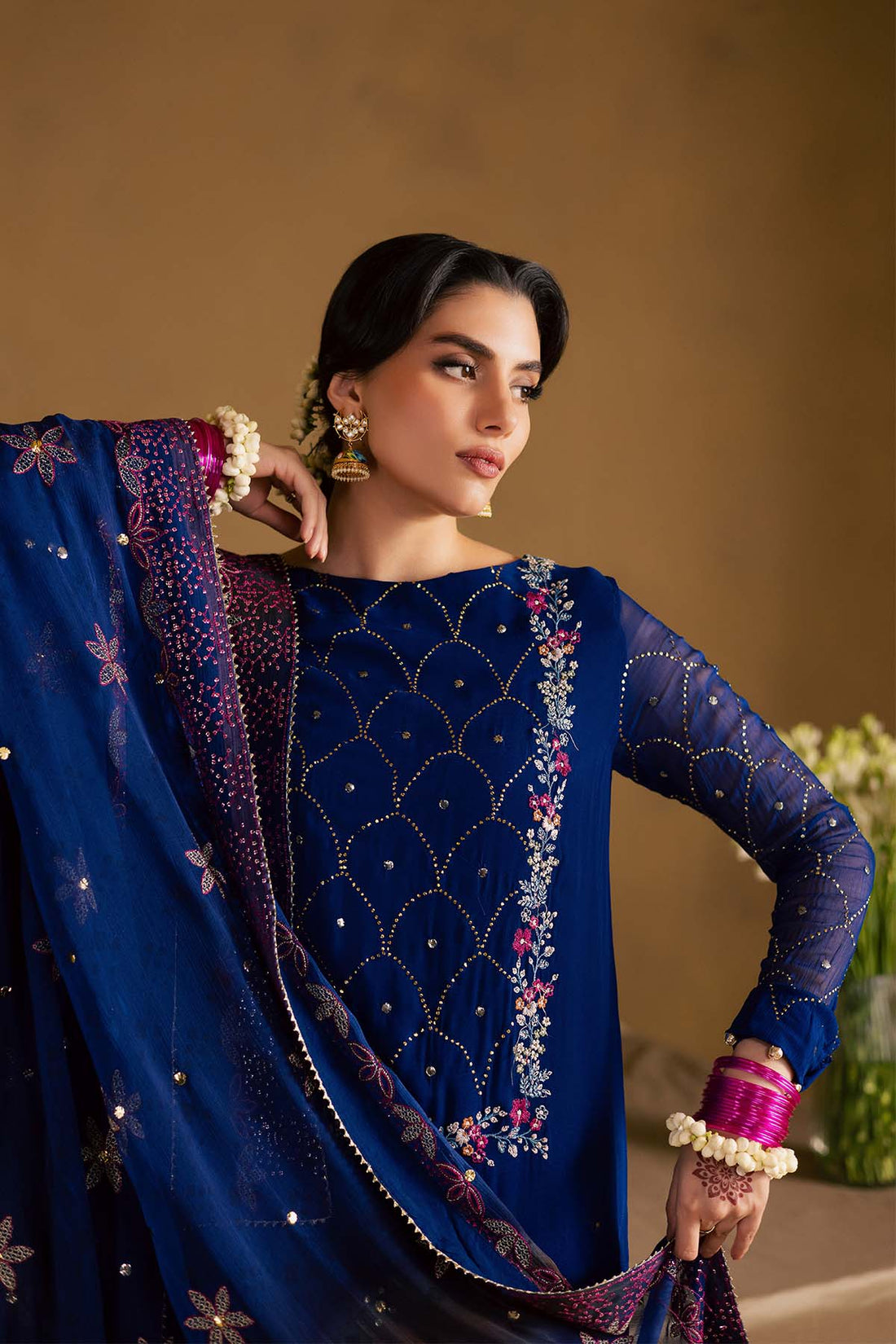 Nureh Mk-15 Mukeshkari Unstitched Chiffon 25'
