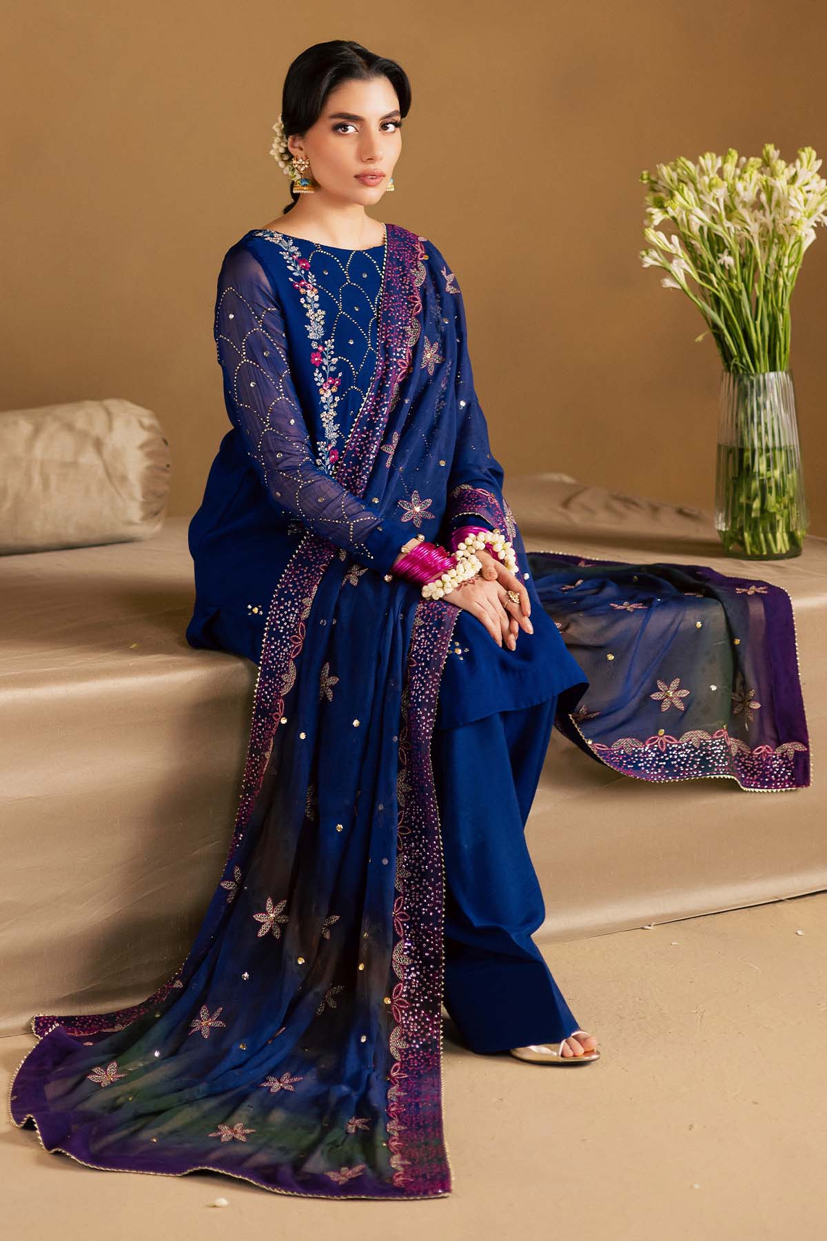 Nureh Mk-15 Mukeshkari Unstitched Chiffon 25'