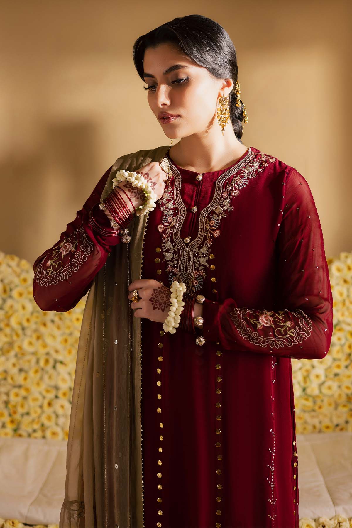 Nureh Mk-16 Mukeshkari Unstitched Chiffon 25'