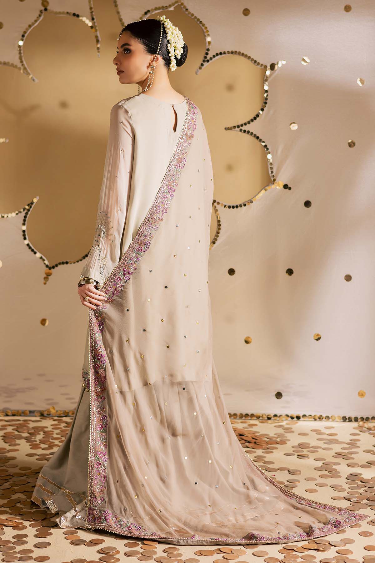 Nureh Mk-17 Mukeshkari Unstitched Chiffon 25'