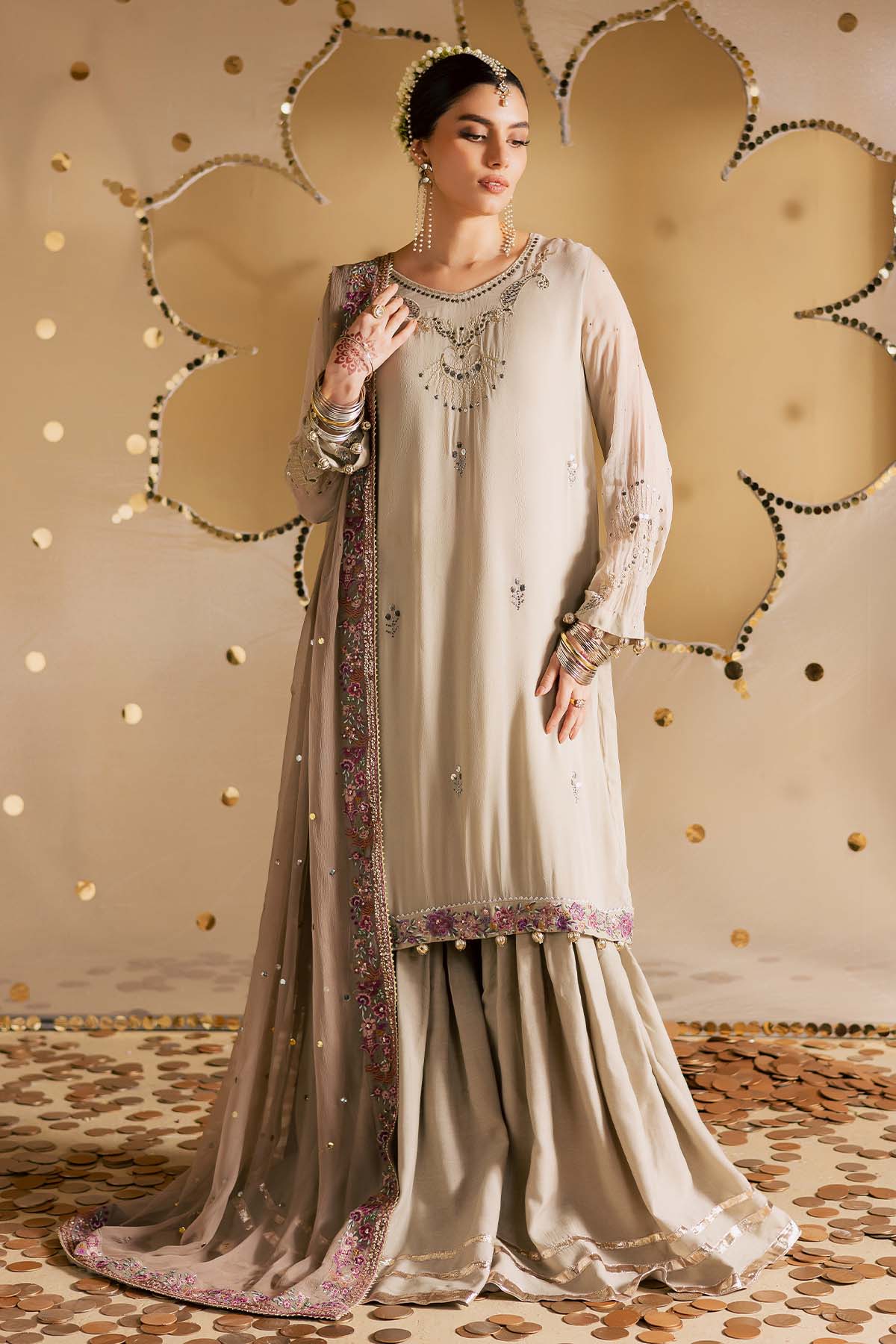Nureh Mk-17 Mukeshkari Unstitched Chiffon 25'
