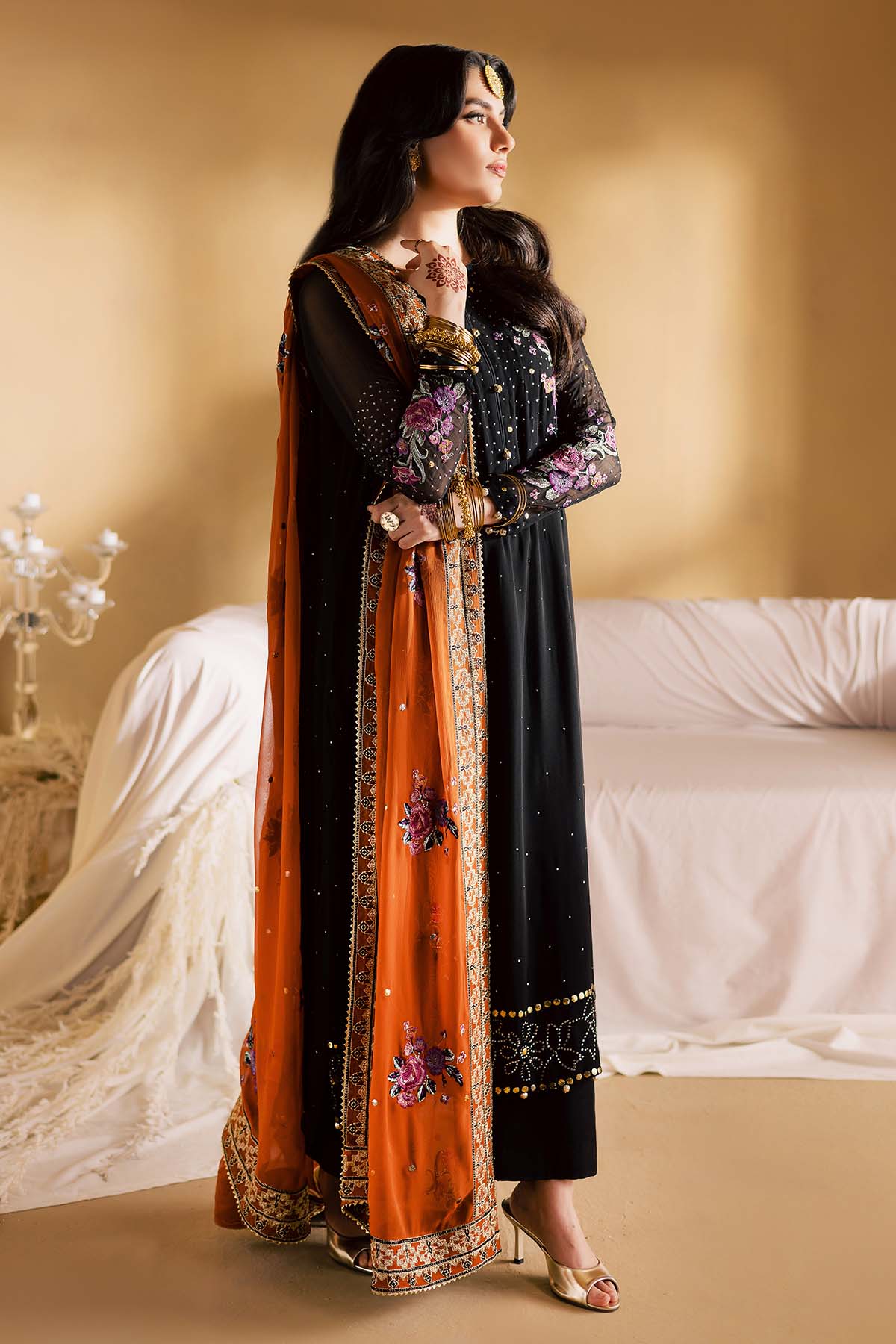 Nureh Mk-18 Mukeshkari Unstitched Chiffon 25'