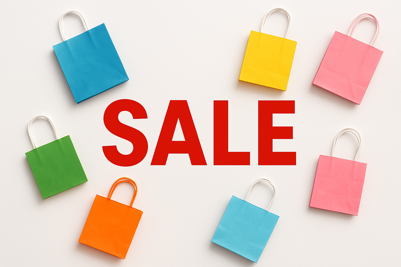 only sale write in red colour with shopping bags