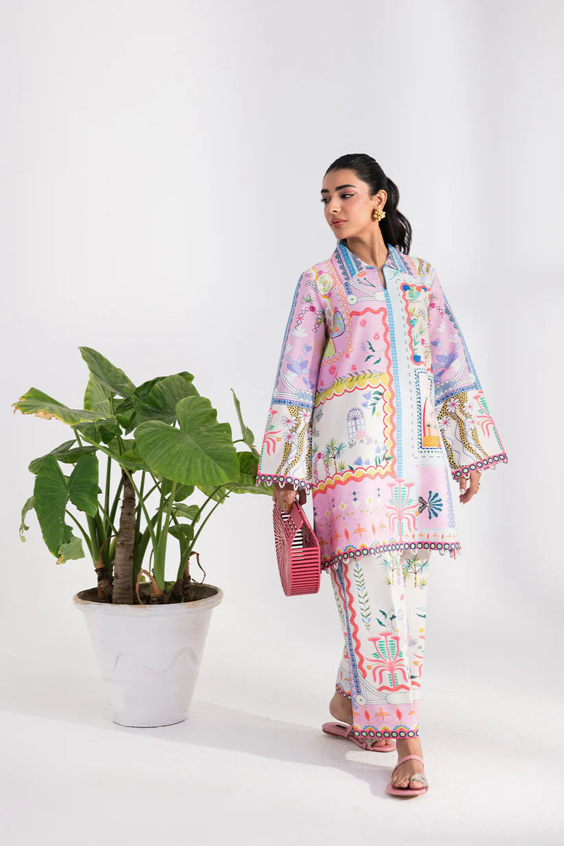 Aabyan Coat Set Signature Prints Ready To Wear Cotton 2 Piece Suit NEREL (AX-07)