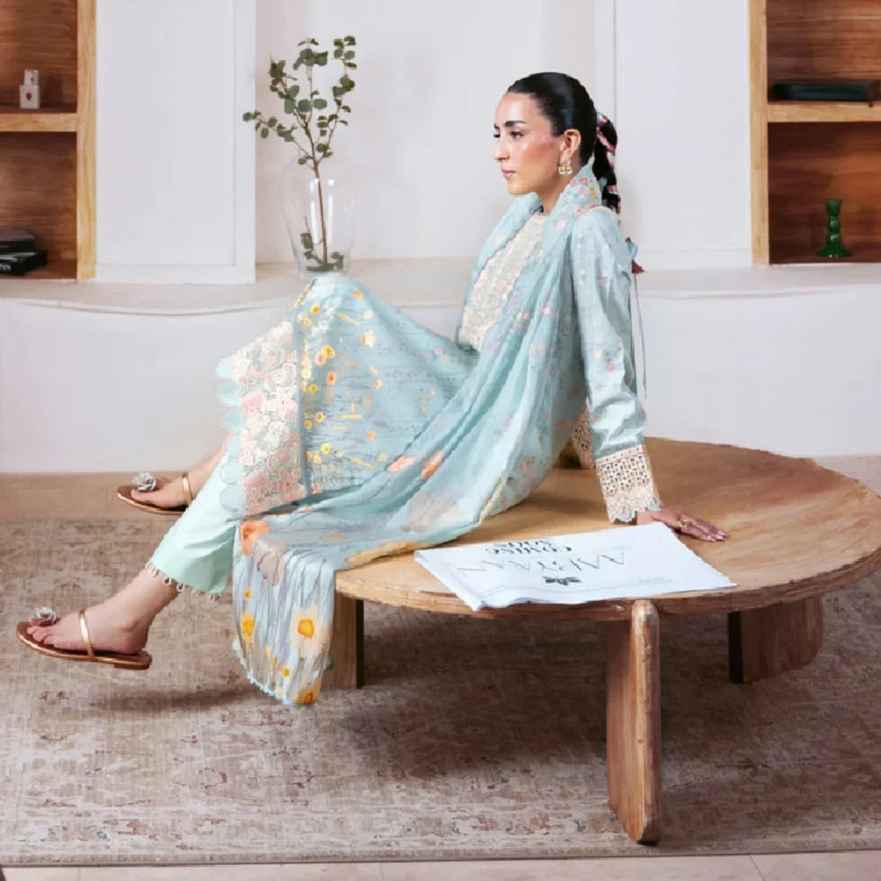 Rihana – Embroidered Dobby Lawn 3-Piece Suit (unstitch)