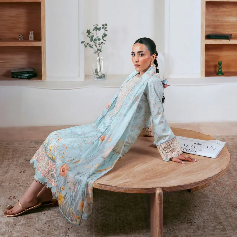 Rihana – Embroidered Dobby Lawn 3-Piece Suit (unstitch)