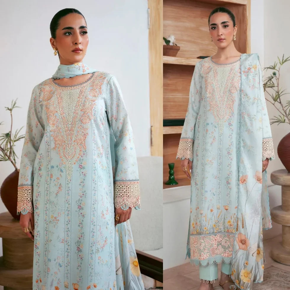 Rihana – Embroidered Dobby Lawn 3-Piece Suit (unstitch)