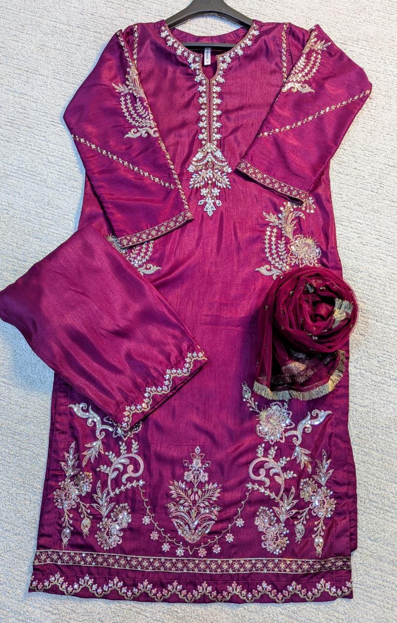 Amna Khurram SAIMA B AS SEP 03 Pink Ready to wear Silk