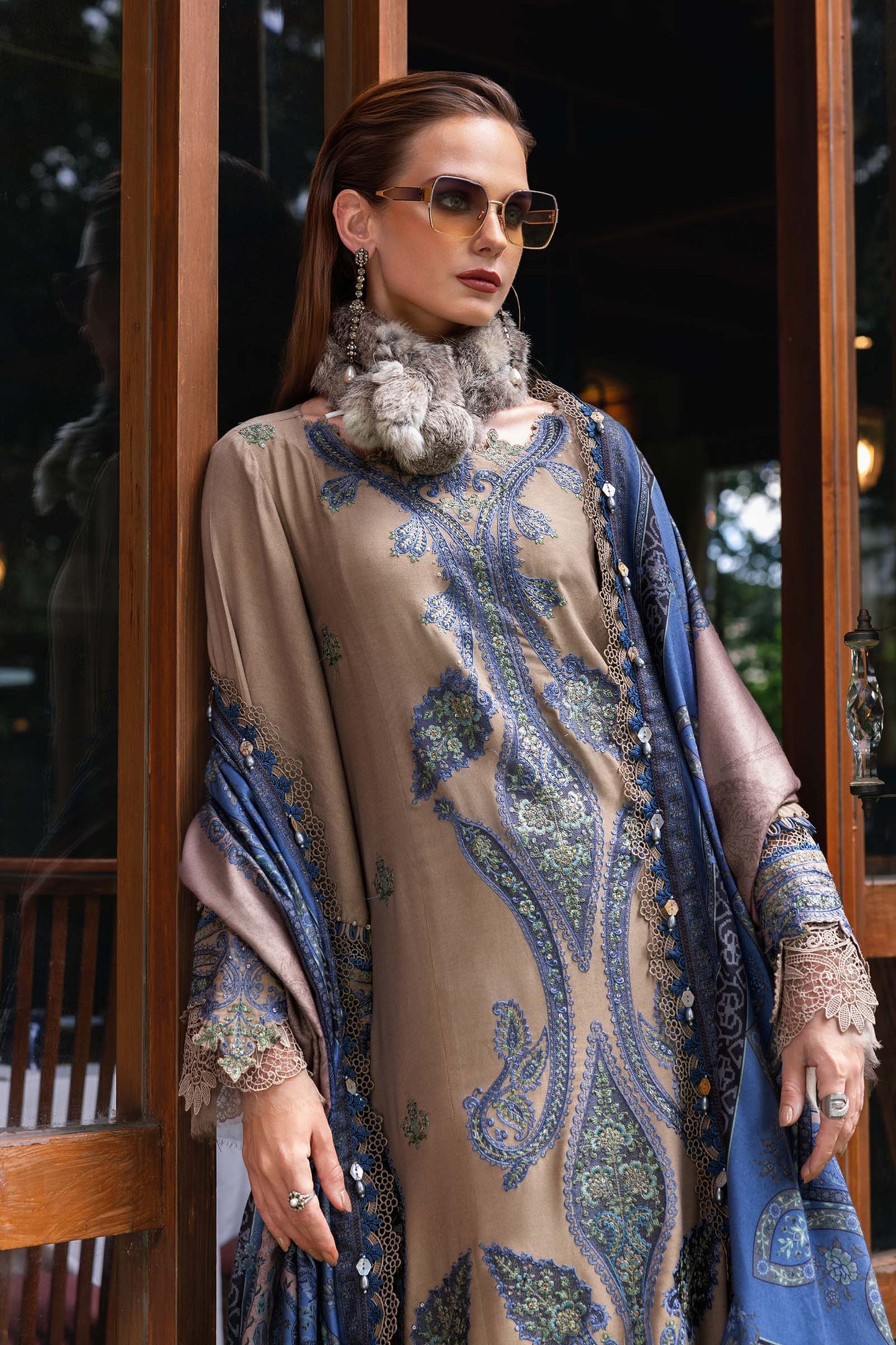 Maria b Mprints 6A Unstitched Embroidered Twill Linen 25'