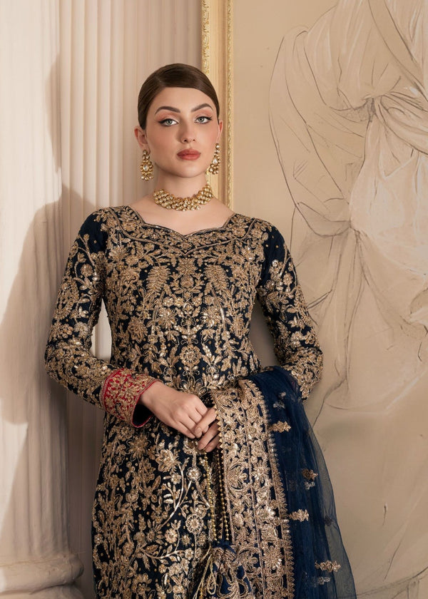 Haseens Official Amira Navy Blue Chiffon Collection