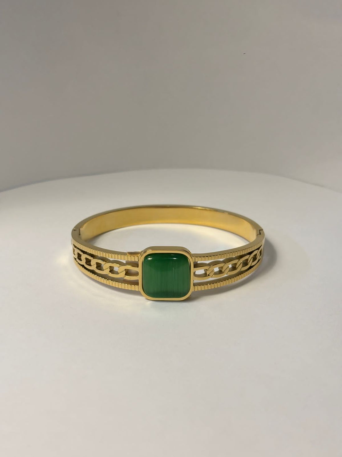Gold-Toned Bangle with Square Gemstone