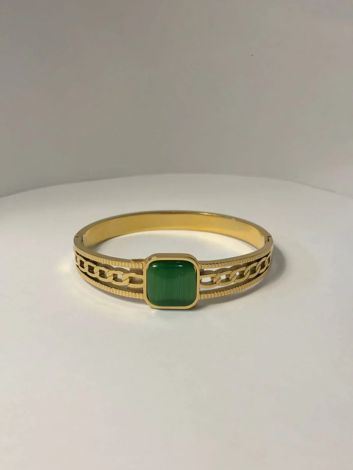 Gold-Toned Bangle with Square Gemstone