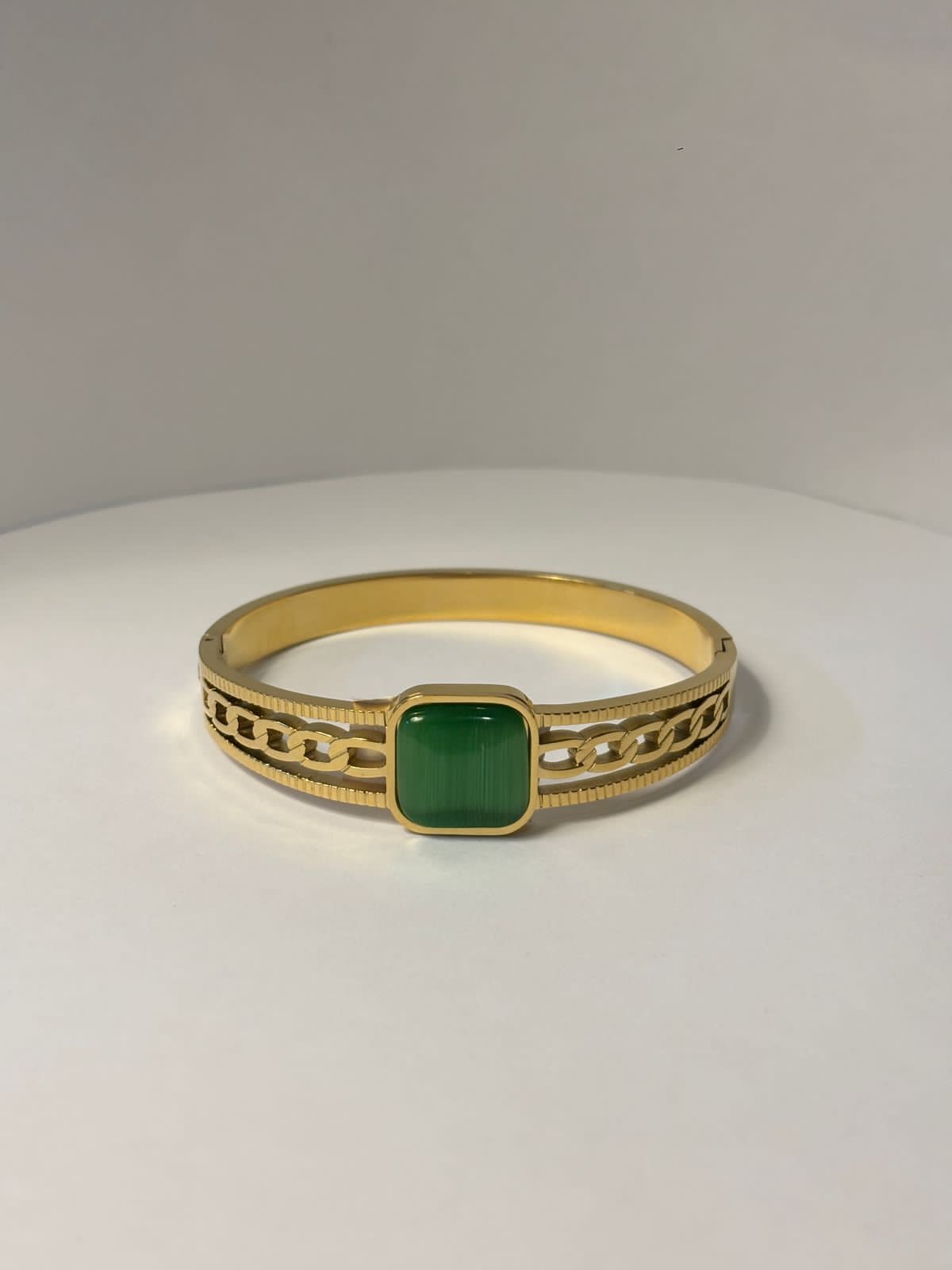 Gold-Toned Bangle with Square Gemstone