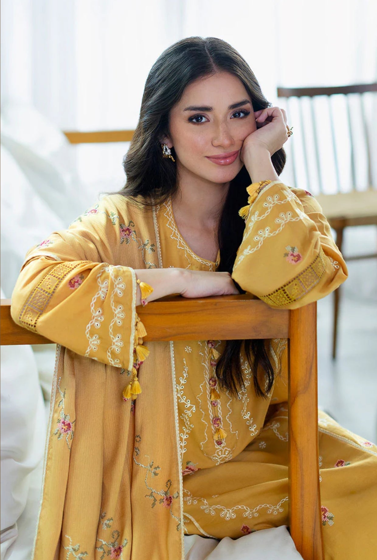 CROSS STITCH ROSETTE BLISS-3PC COTTON SATIN READY TO WEAR