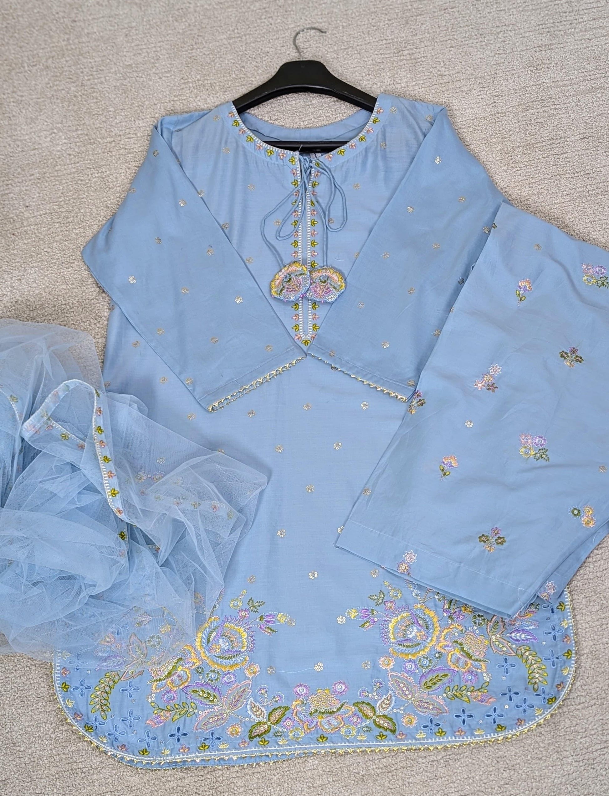 Amna Khurram Saima-Aug04 Sky-Blue Ready to wear