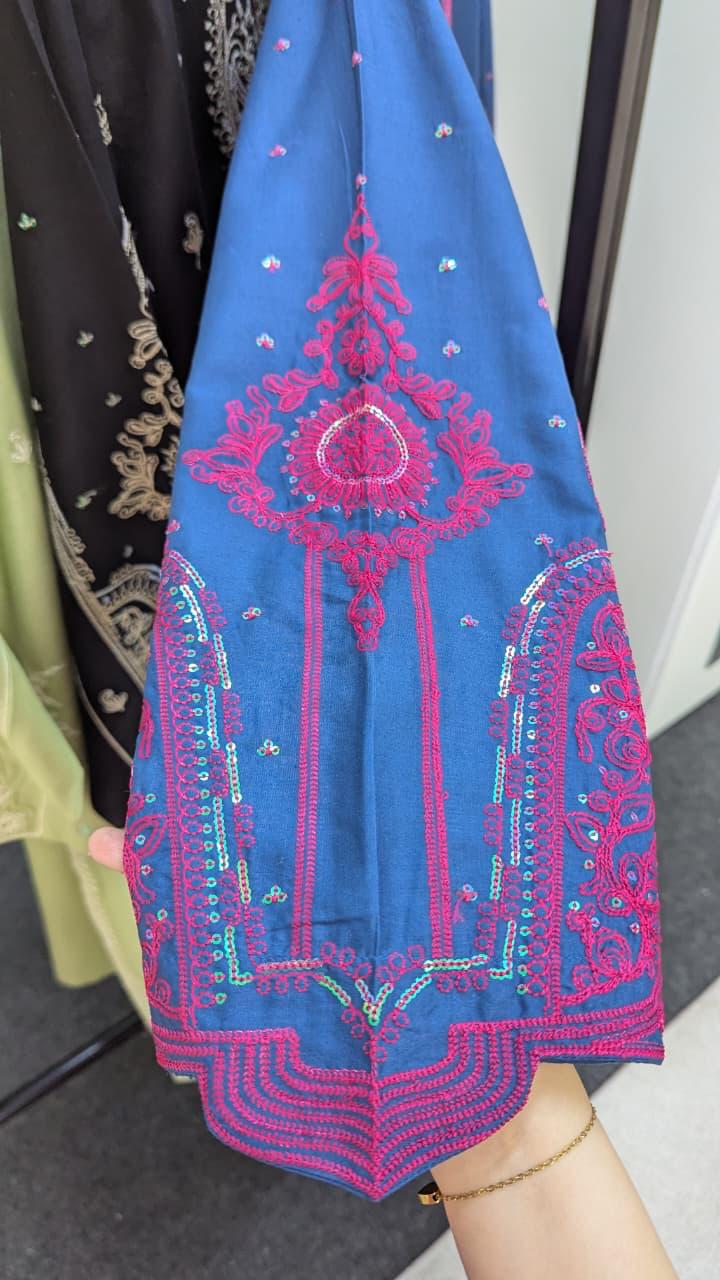 Amna Khurram Zimal AS SEP 01 Blue Pink Ready to wear Lawn