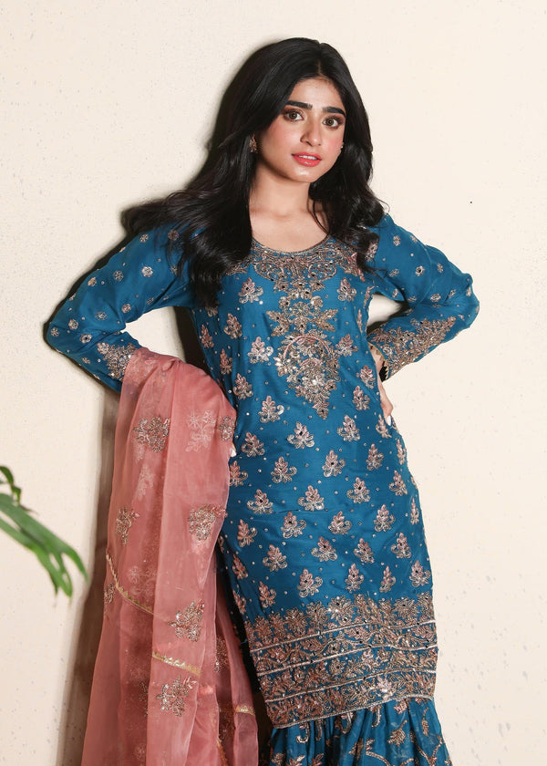 Haseens official Blue Ready to wear Chiffon Collection