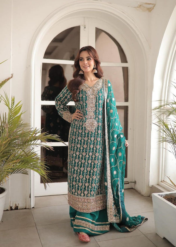 Haseens official Sea Green Ready to wear Chiffon Collection