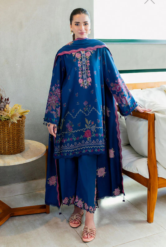 CROSS STITCH INK BLOOM-3PC COTTON SATIN READY TO WEAR