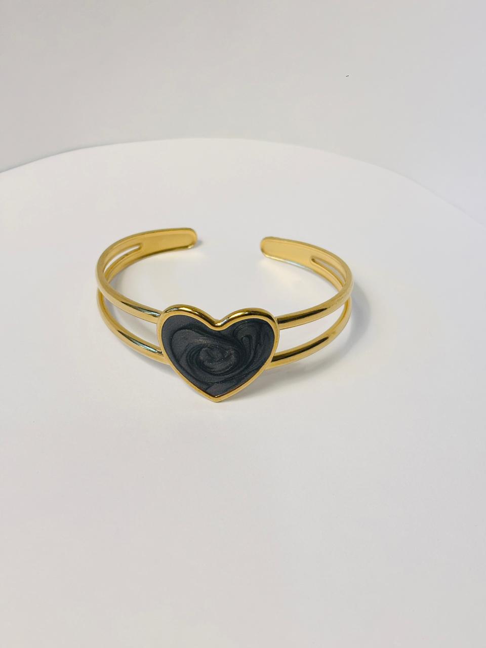 Enamel Heart Open-Cuff Bracelets