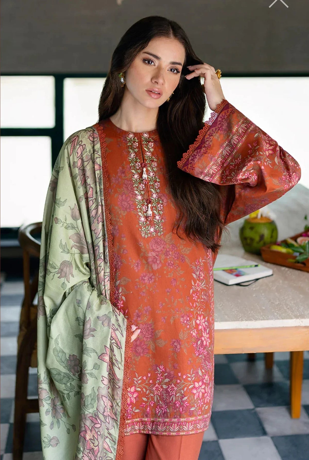 CROSS STITCH AUTUMN GLAZE-3PC COTTON SATIN READY TO WEAR