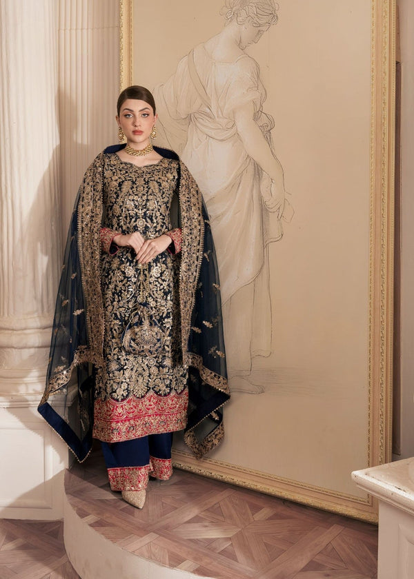 Haseens Official Amira Navy Blue Chiffon Collection