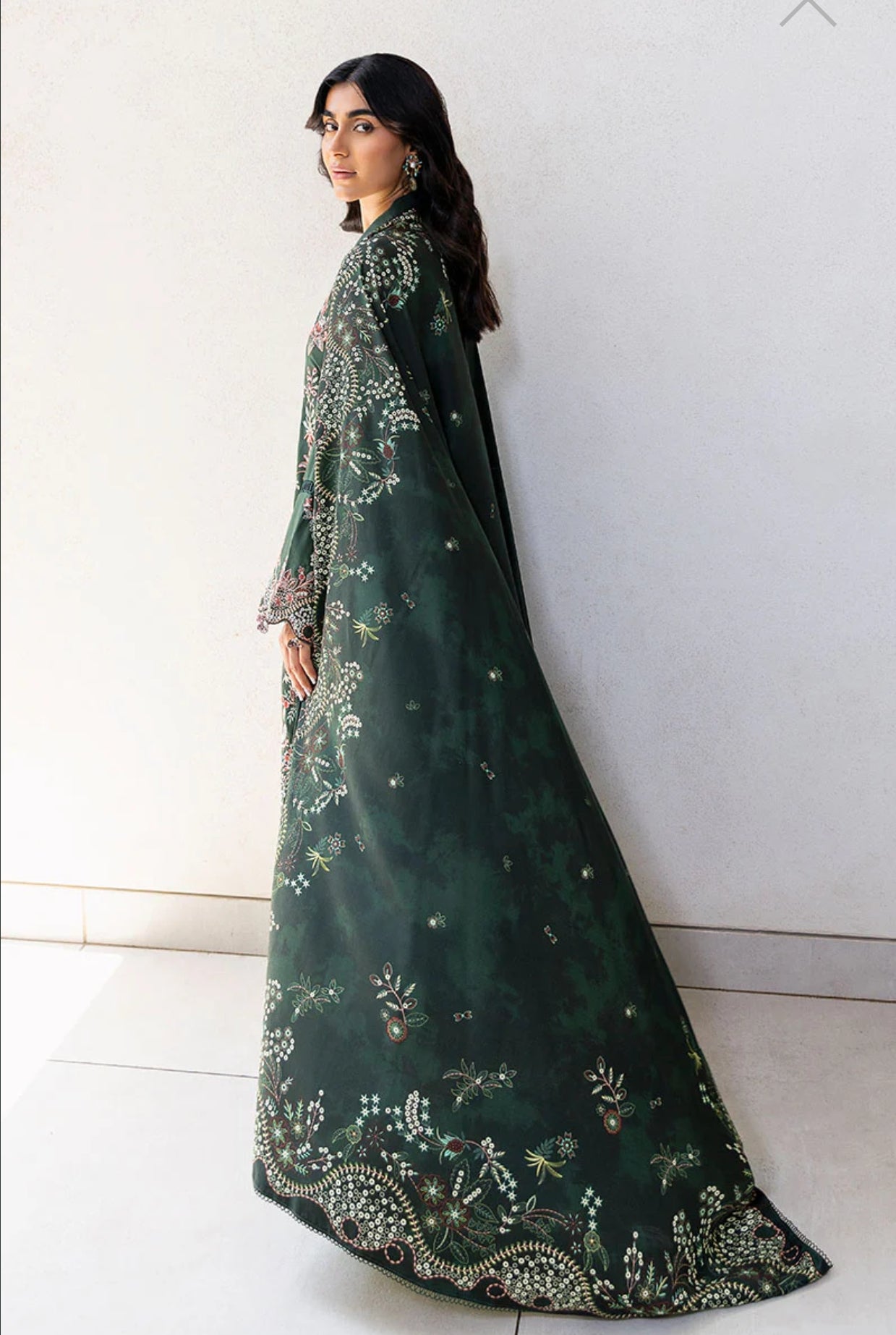 CROSS STITCH GREEN ORNATE-3PC COTTON SATIN READY TO WEAR