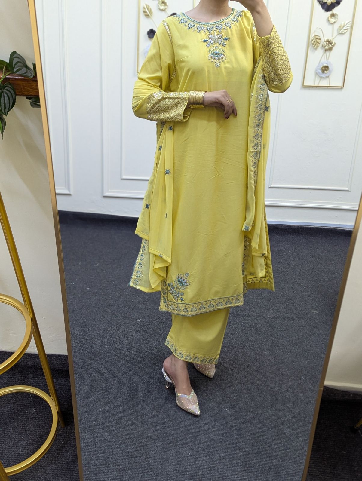 Amna Khurram Yellow 3pc ready to wear collection