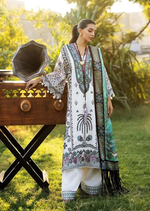 Sadaf Fawad Khan D02-B PALM ISLAND Siraa Embroidered Lawn Unstitched 3Pc Suit