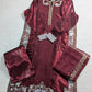 Amna Khurram Maroon Zimal-nov#25 3pc Raw Silk Ready to wear