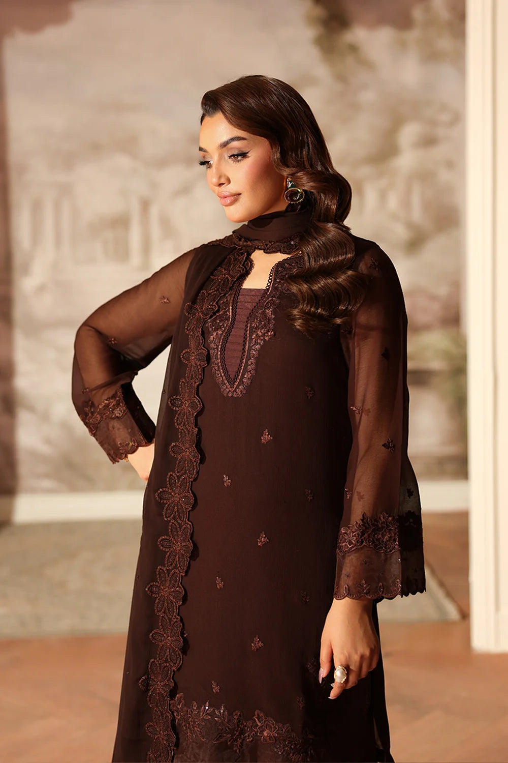 Azure Cocoa Drape Ensembles unstitched Festive 25'