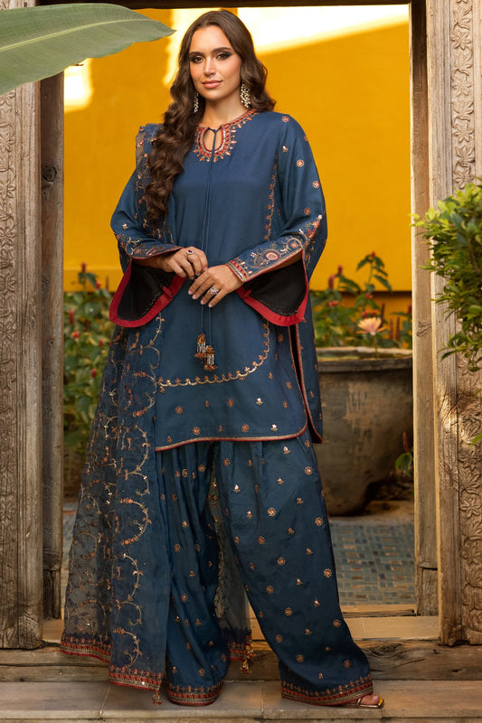 Charizma CMA-5-136 3-PC Embroidered Raw-Silk Suit