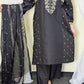 Amna Khurram Black Zimal-nov#7 3pc Raw Silk Ready to wear