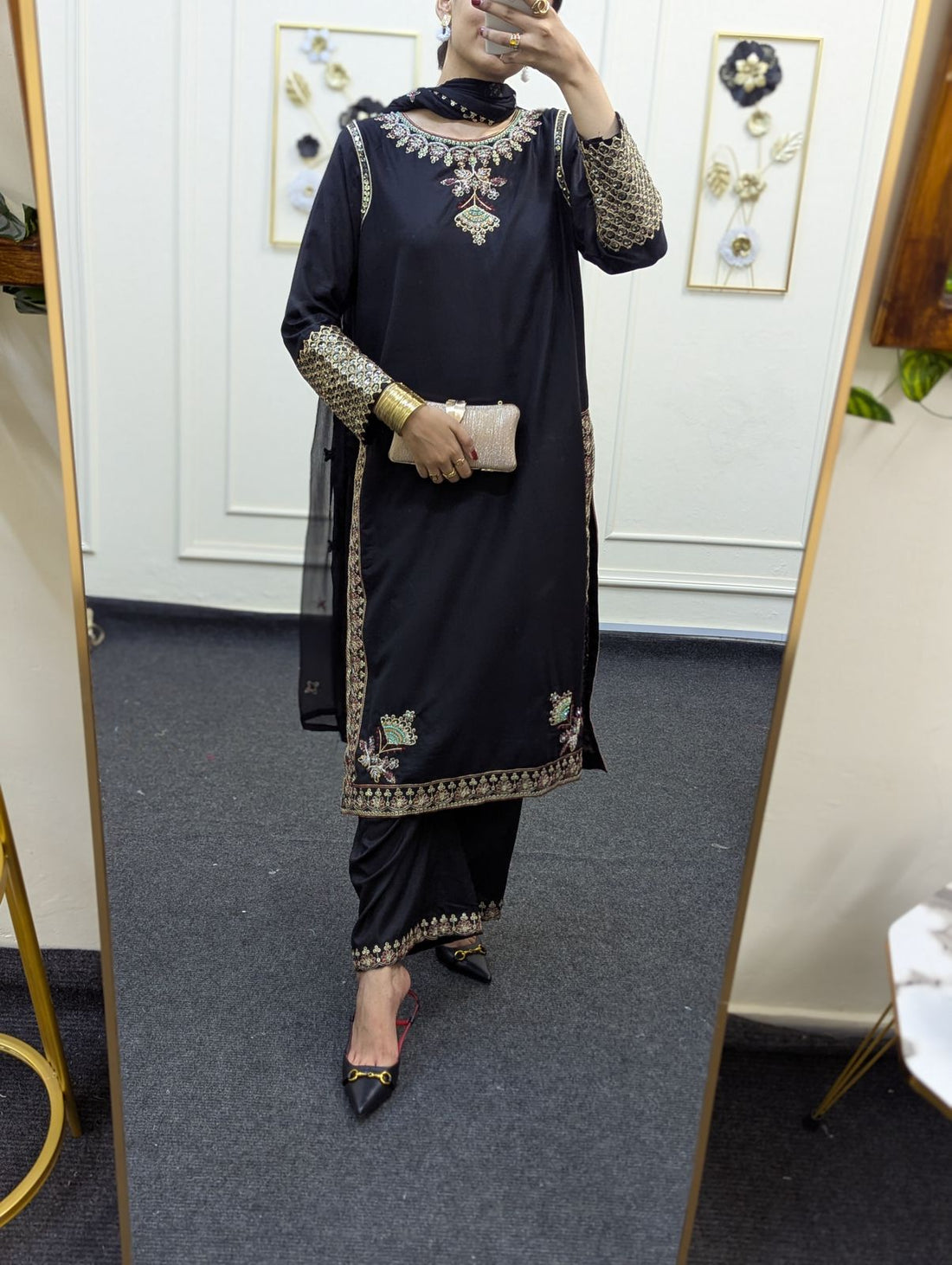 Amna Khurram Black 3pc ready to wear collection