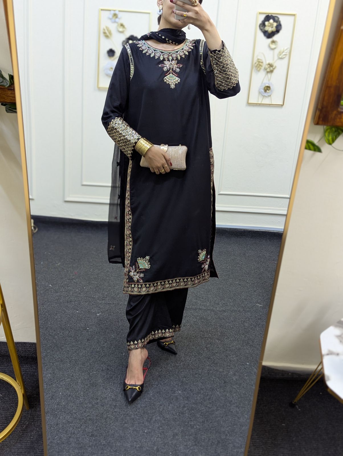 Amna Khurram Black 3pc ready to wear collection