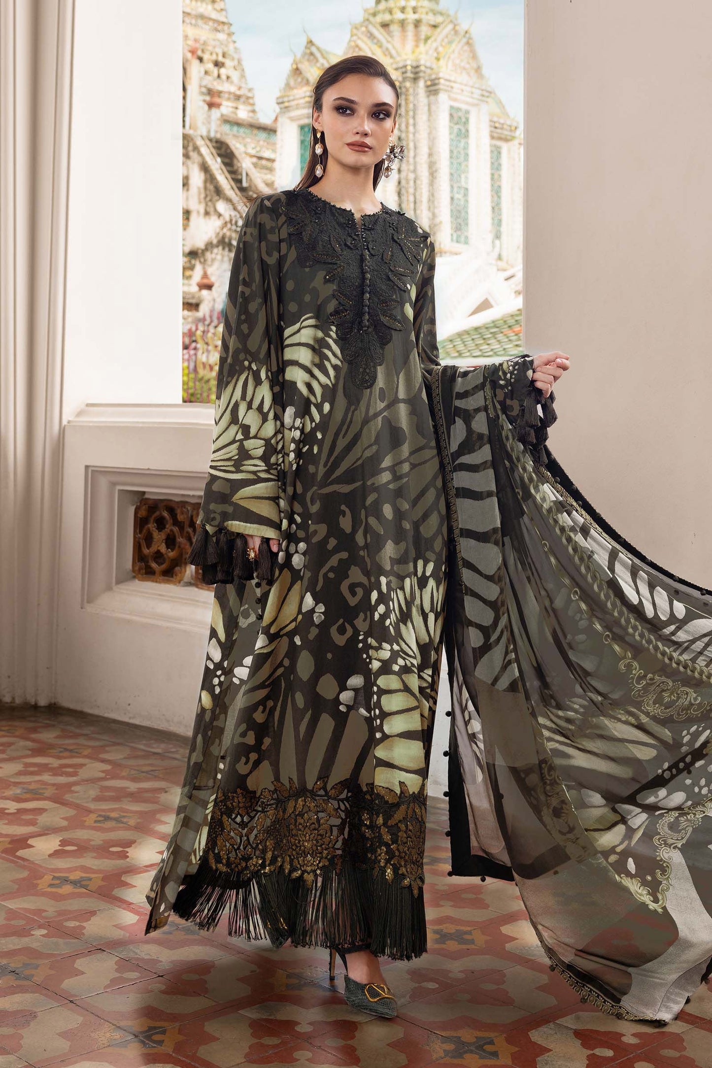 Maria b Mprints 9A Unstitched Embroidered Twill Linen 25'