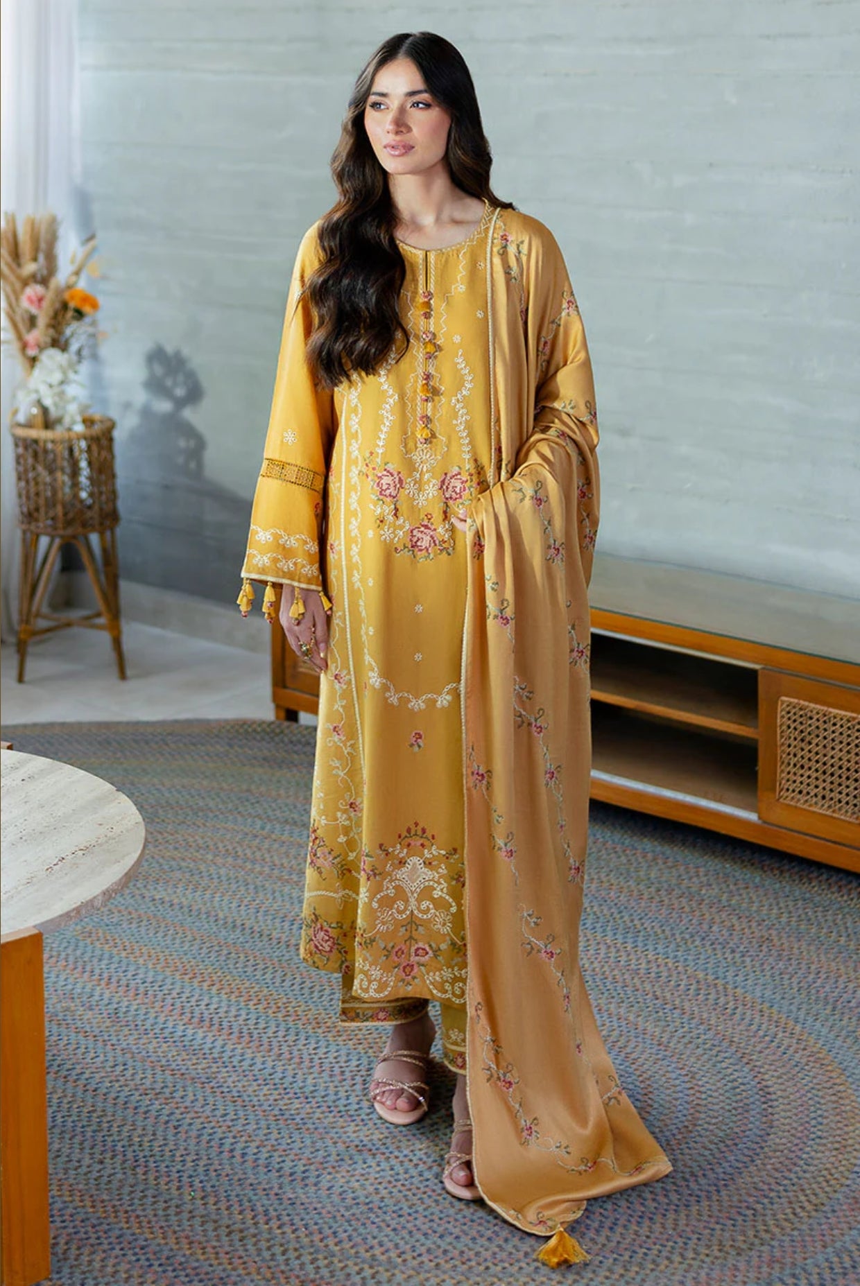 CROSS STITCH ROSETTE BLISS-3PC COTTON SATIN READY TO WEAR