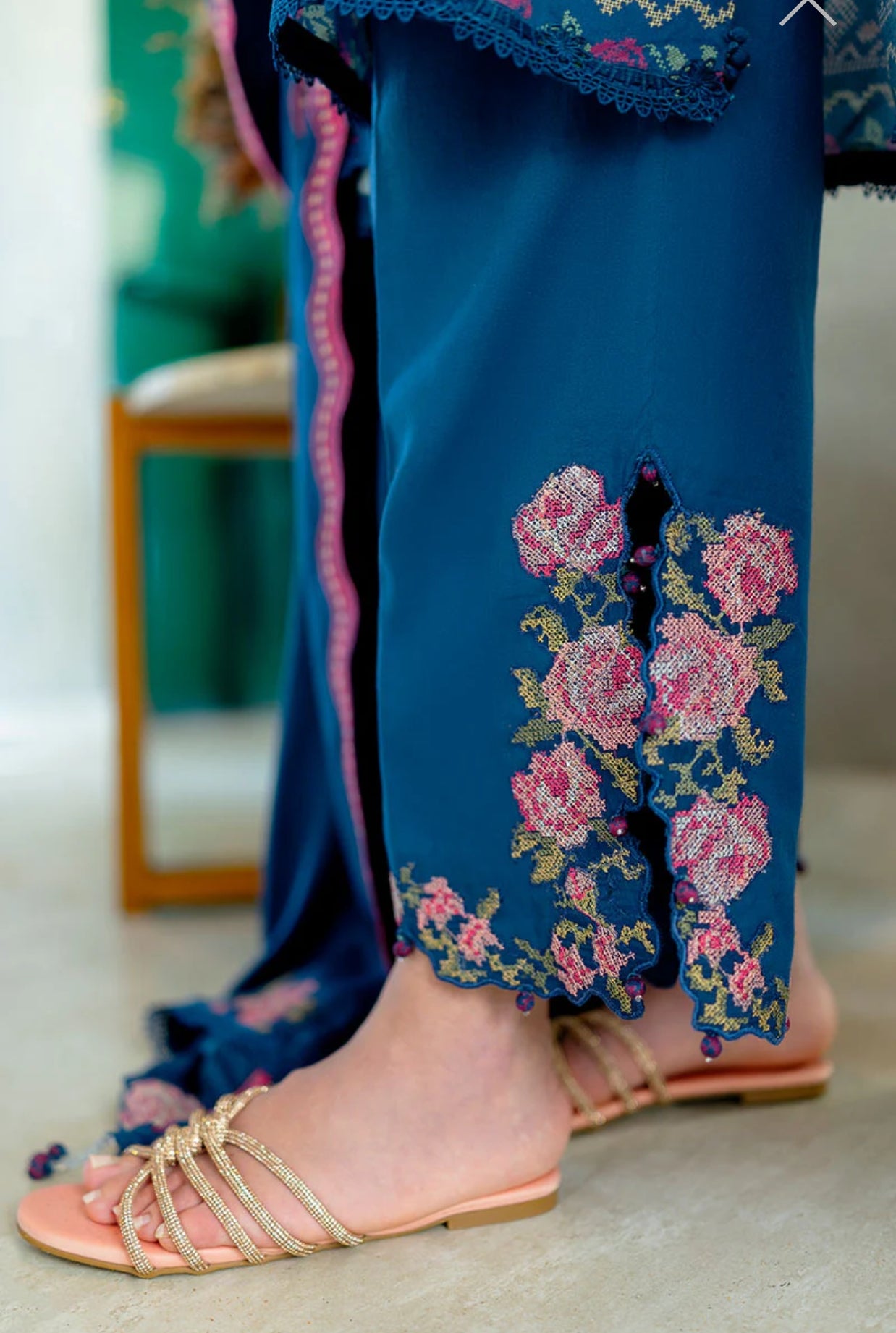 CROSS STITCH INK BLOOM-3PC COTTON SATIN READY TO WEAR