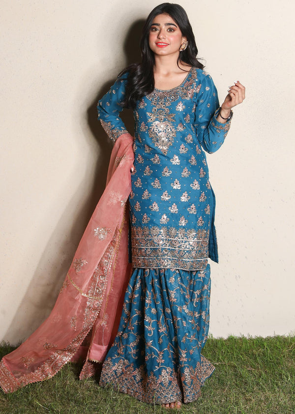 Haseens official Blue Ready to wear Chiffon Collection