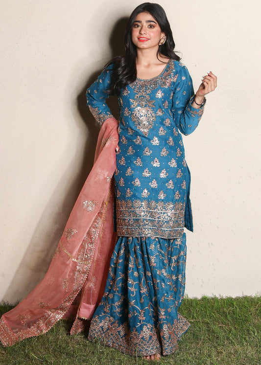 Haseens official Blue Ready to wear Chiffon Collection