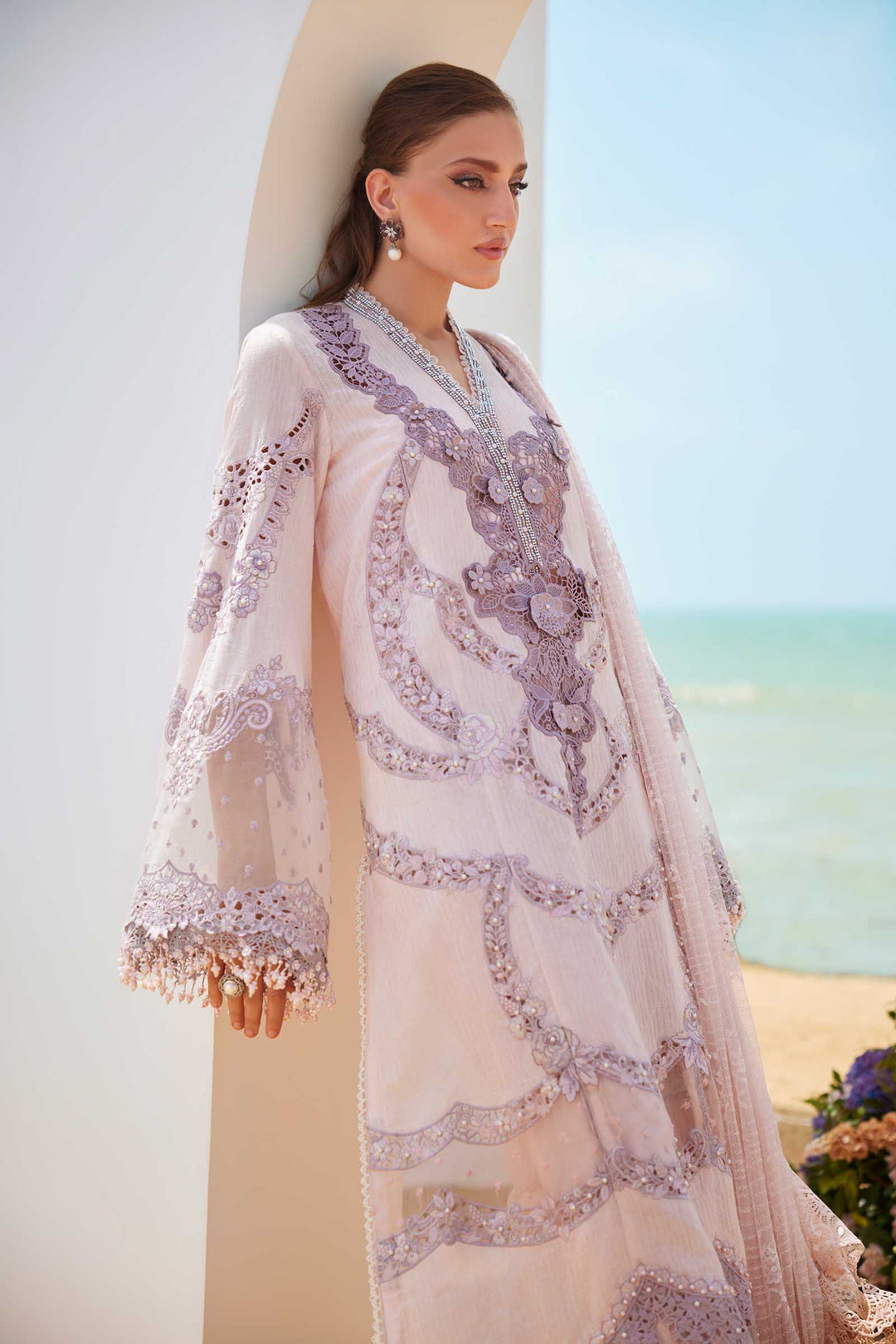 Maria b 3 Piece Unstitched Embroidered Lawn Suit | EID LAWN-25-02