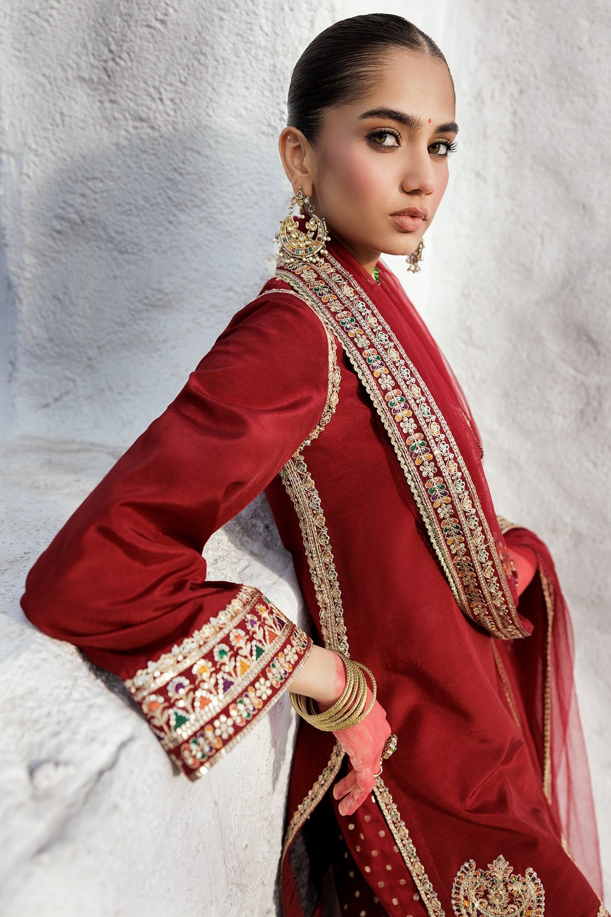 Charizma CMA-5-019 3-PC Embroidered Raw-Silk Suit