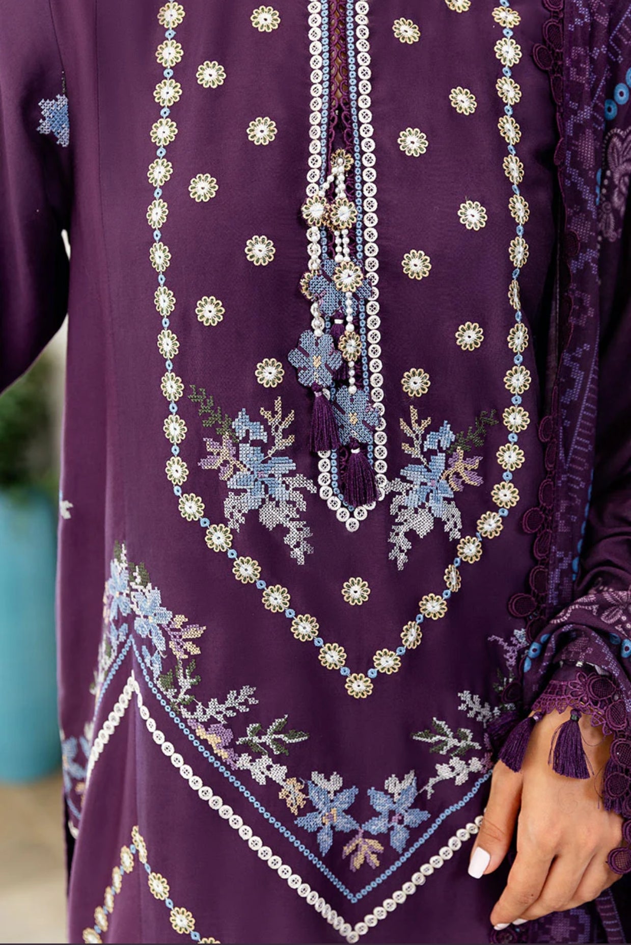 CROSS STITCH MYSTIC DUST-3PC COTTON SATIN READY TO WEAR