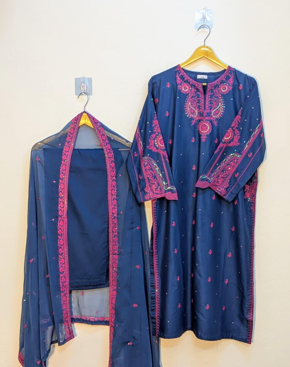 Amna Khurram Zimal AS SEP 01 Blue Pink Ready to wear Lawn