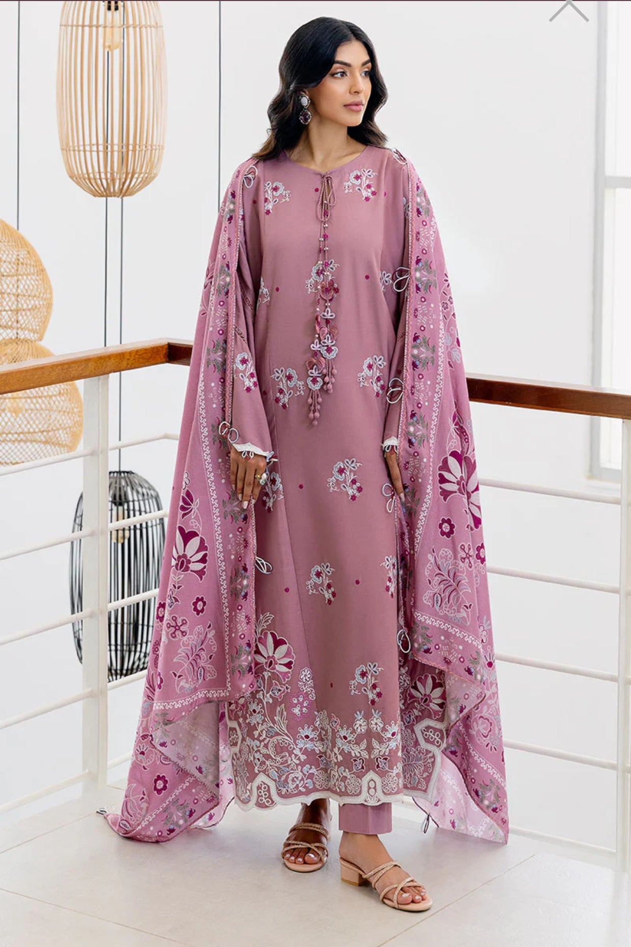 CROSS STITCH ANTIQUE BLUSH-3PC COTTON SATIN READY TO WEAR