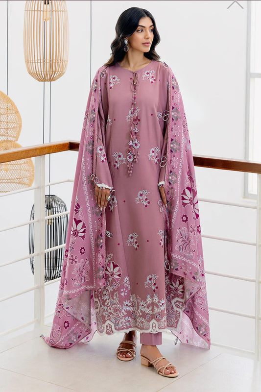 CROSS STITCH ANTIQUE BLUSH-3PC COTTON SATIN READY TO WEAR
