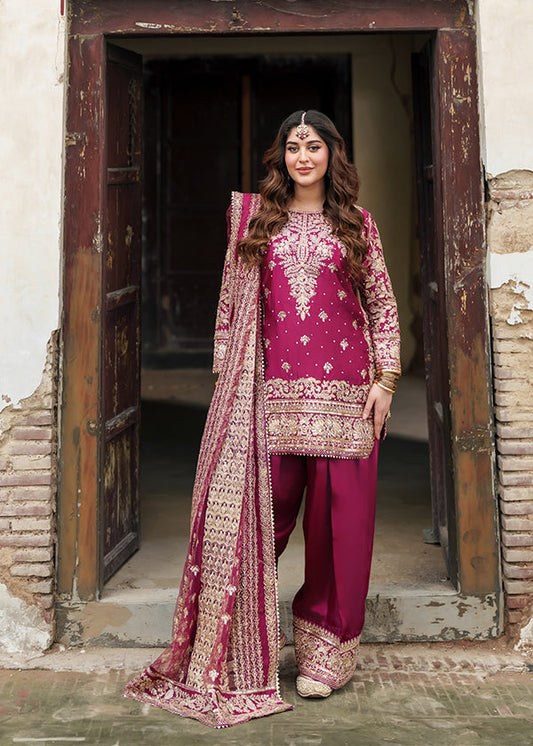 Haseens official Shocking Pink Ready to wear Chiffon Collection